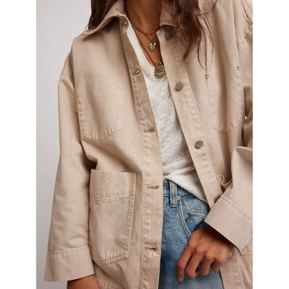 FREE PEOPLE We The Free Avery Denim Jacket / Softest Sand - Picture 5 of 10